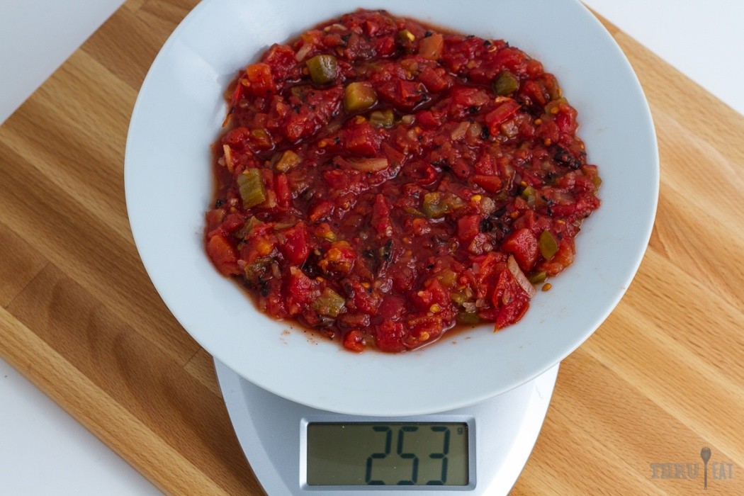 Learn how to go backpacking with salsa 253 grams of salsa on a scale