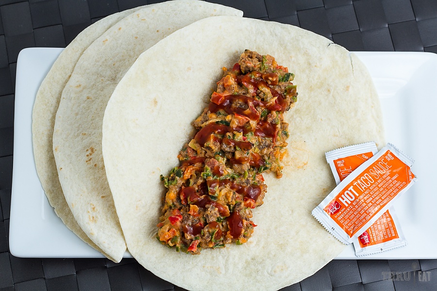 Fill your backpacking belly with this cheesy beef taco queso fundido beef tacos for backpacking