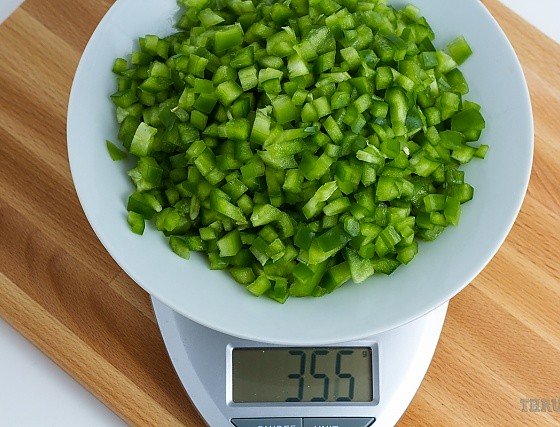 355 grams of diced green bell pepper