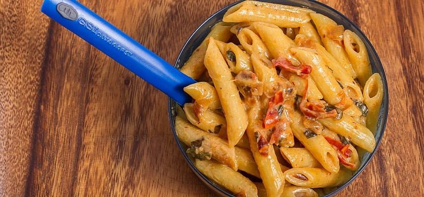 Creamy chipotle penne pasta for camping